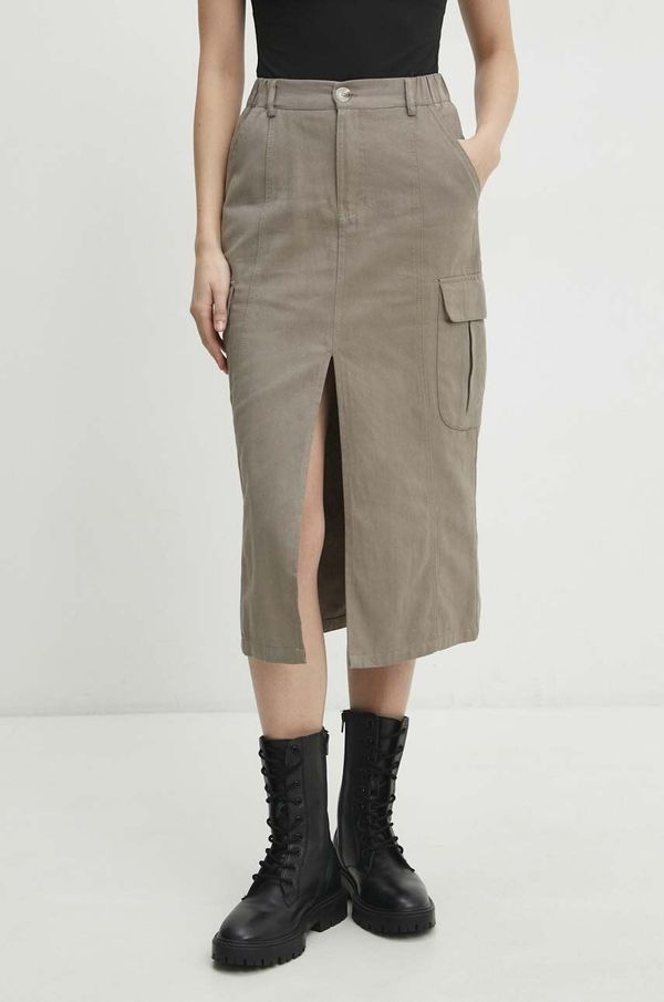 Answear Lab Pamučna suknja Answear Lab boja: zelena, midi, ravna