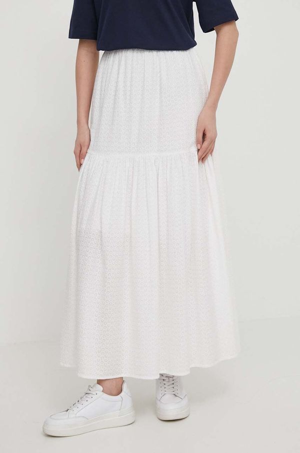 Barbour Pamučna suknja Barbour Summer Shop boja: bež, maxi, širi se prema dolje, LSK0094