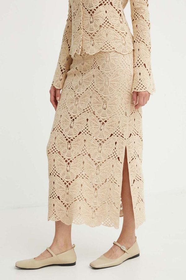 By Malene Birger Pamučna suknja By Malene Birger CANTALA boja: bež, midi, ravna, Q72363002