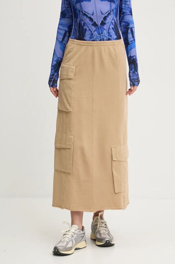 Desigual Pamučna suknja Desigual PRESTON boja: bež, maxi, širi se prema dolje, 24WWFK02