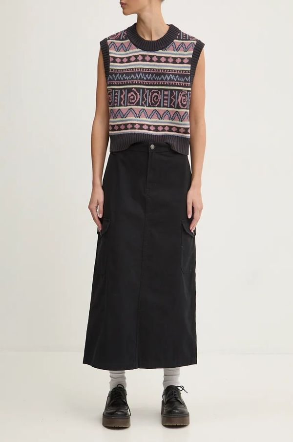 Dickies Pamučna suknja Dickies DUCK CANVAS boja: crna, midi, širi se prema dolje, DK0A4Z2R