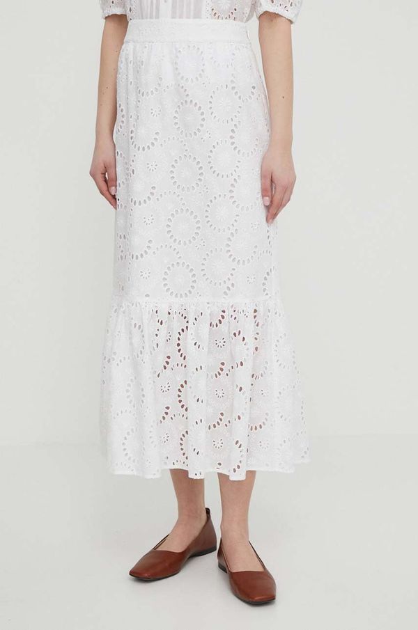 Joop! Pamučna suknja Joop! boja: bijela, maxi, širi se prema dolje