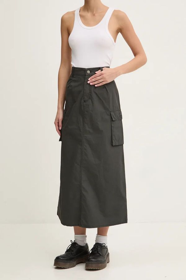 Karl Kani Pamučna suknja Karl Kani boja: siva, midi, ravna, 61610012