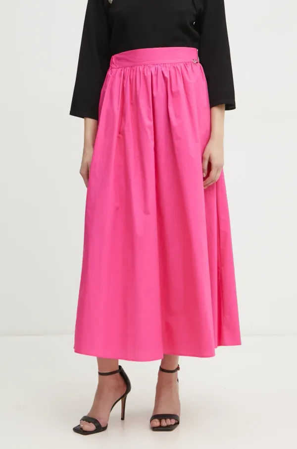 Liu Jo Pamučna suknja Liu Jo boja: ružičasta, maxi, širi se prema dolje, WA5173.T4853