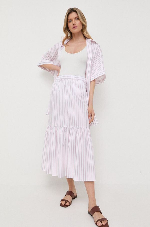 Max Mara Leisure Pamučna suknja Max Mara Leisure boja: bijela, midi, širi se prema dolje