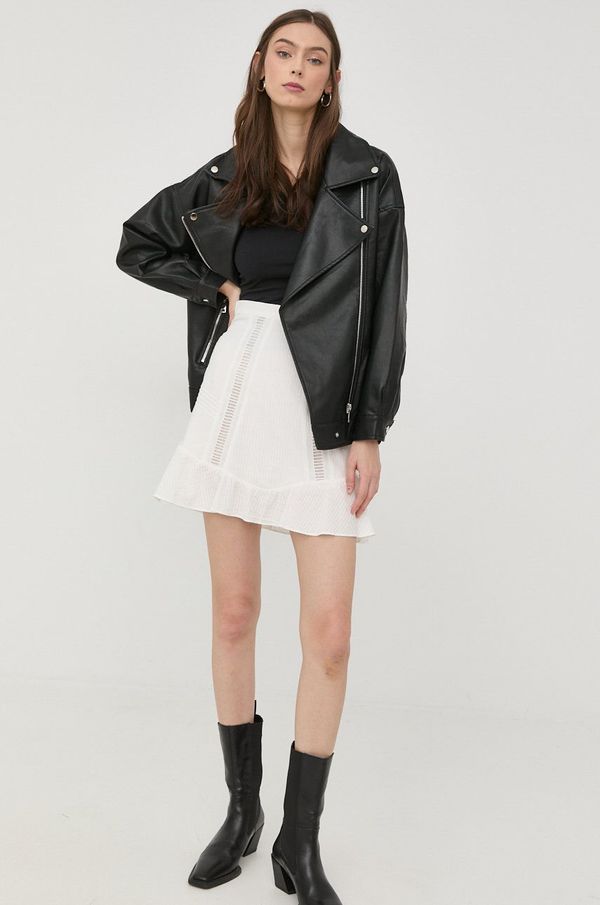 The Kooples Pamučna suknja The Kooples boja: bijela, mini, širi se prema dolje