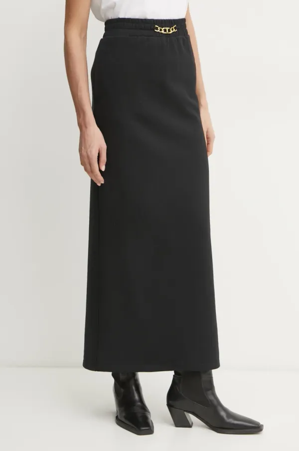 Twinset Pamučna suknja Twinset boja: crna, maxi, ravna, 251TE2072