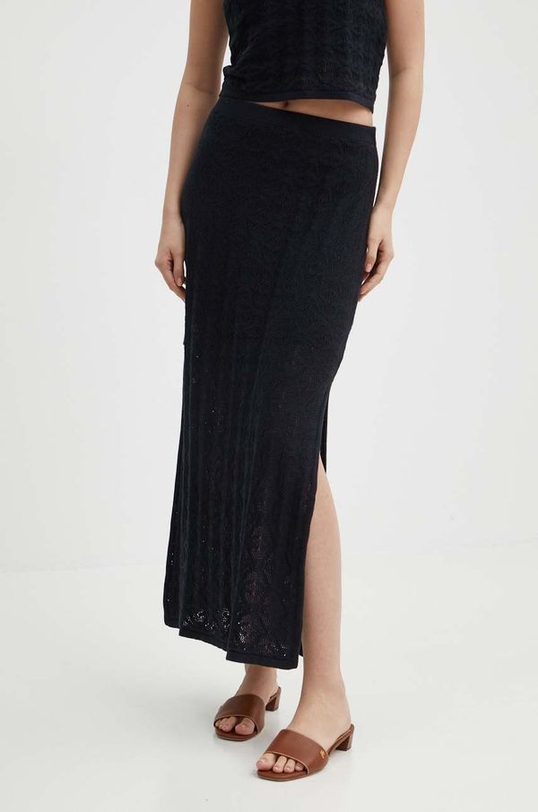 United Colors of Benetton Pamučna suknja United Colors of Benetton boja: crna, midi, pencil