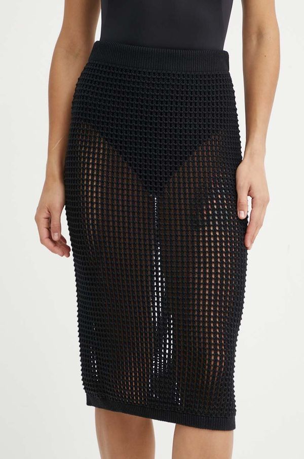 United Colors of Benetton Pamučna suknja United Colors of Benetton boja: crna, midi, ravna