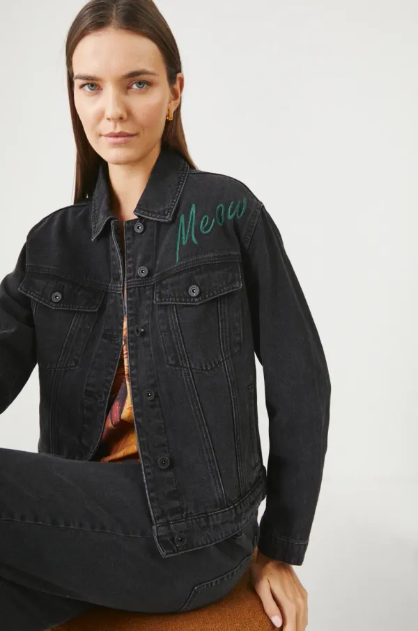 Medicine Pamučna traper jakna Medicine za žene, boja: crna, za prijelazno razdoblje