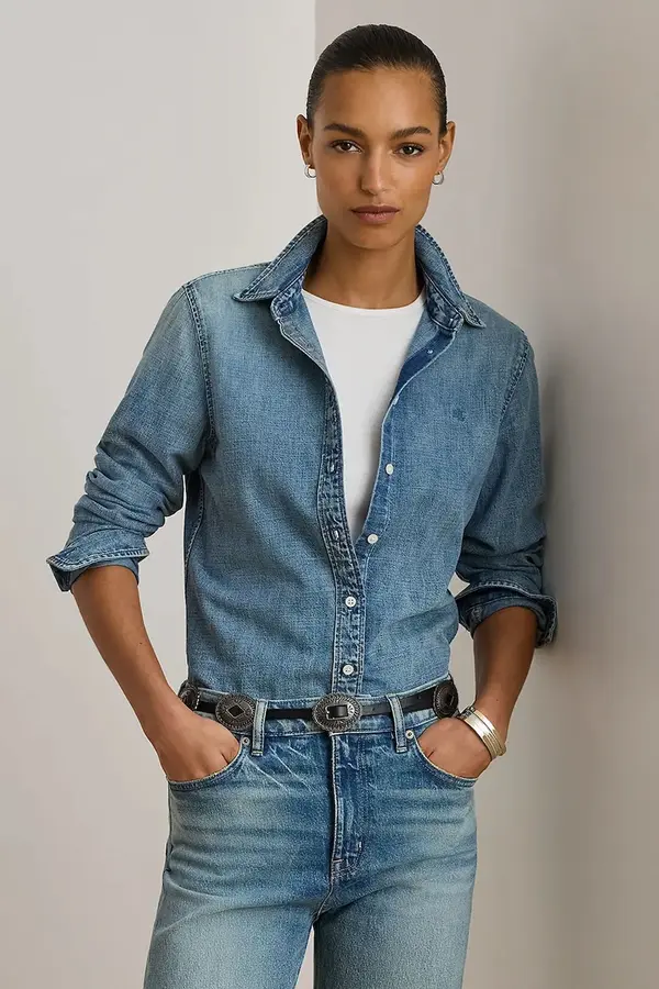 Lauren Ralph Lauren Pamučna traper košulja Lauren Ralph Lauren