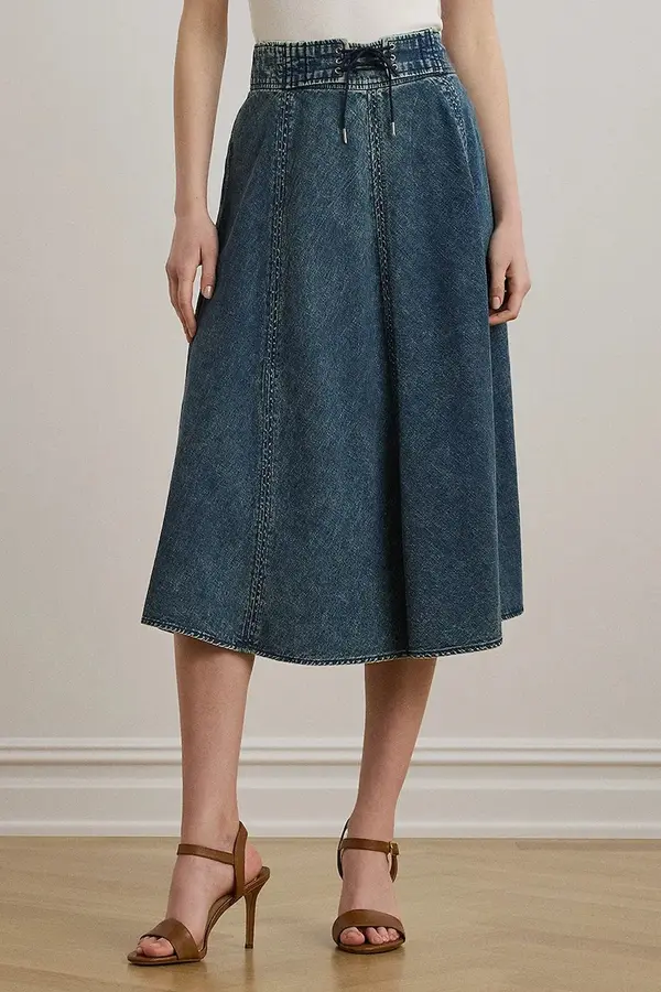 Lauren Ralph Lauren Pamučna traper suknja Lauren Ralph Lauren