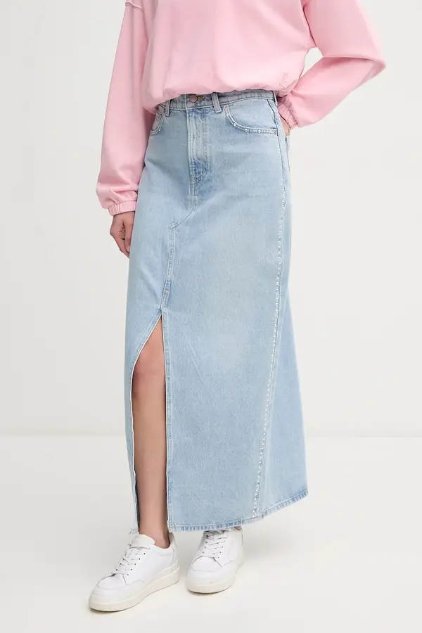 Pepe Jeans Pamučna traper suknja Pepe Jeans MAXI SKIRT HW STUD