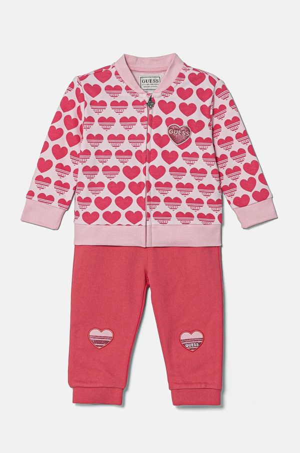 Guess Pamučna trenirka za bebe Guess boja: ružičasta, A5RG03 KA6R4