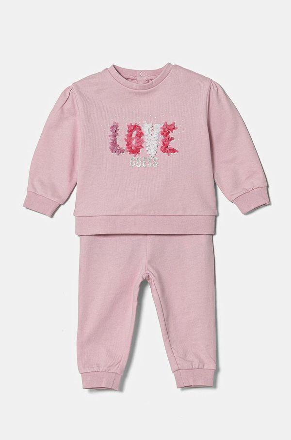 Guess Pamučna trenirka za bebe Guess boja: ružičasta, A5RG04 KA6R4