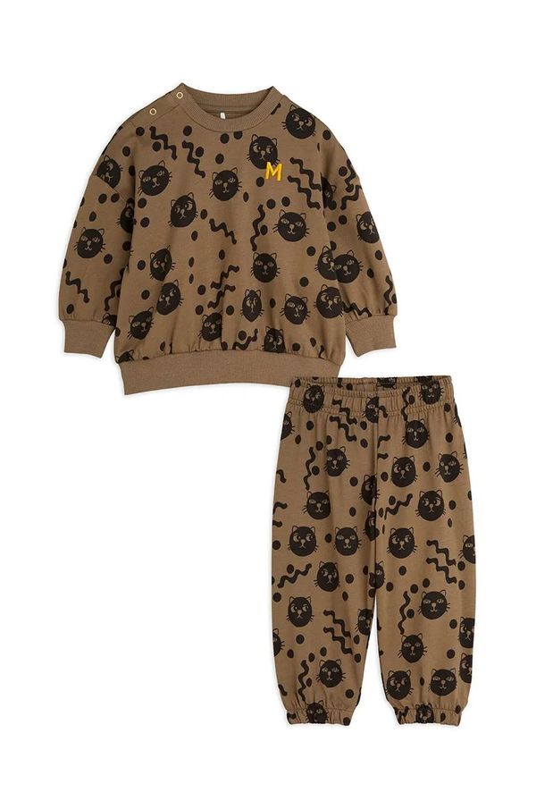 Mini Rodini Pamučna trenirka za bebe Mini Rodini Squiggly cats boja: smeđa, 2514010416