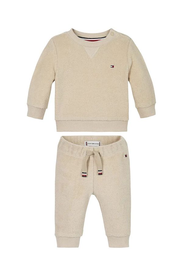 Tommy Hilfiger Pamučna trenirka za bebe Tommy Hilfiger boja: bež, KN0KN01980