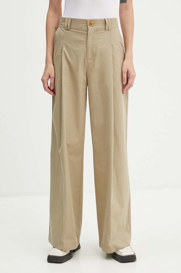 Aeron Pamučne hlače AERON boja: bež, široke, visoki struk, PFPA249512
