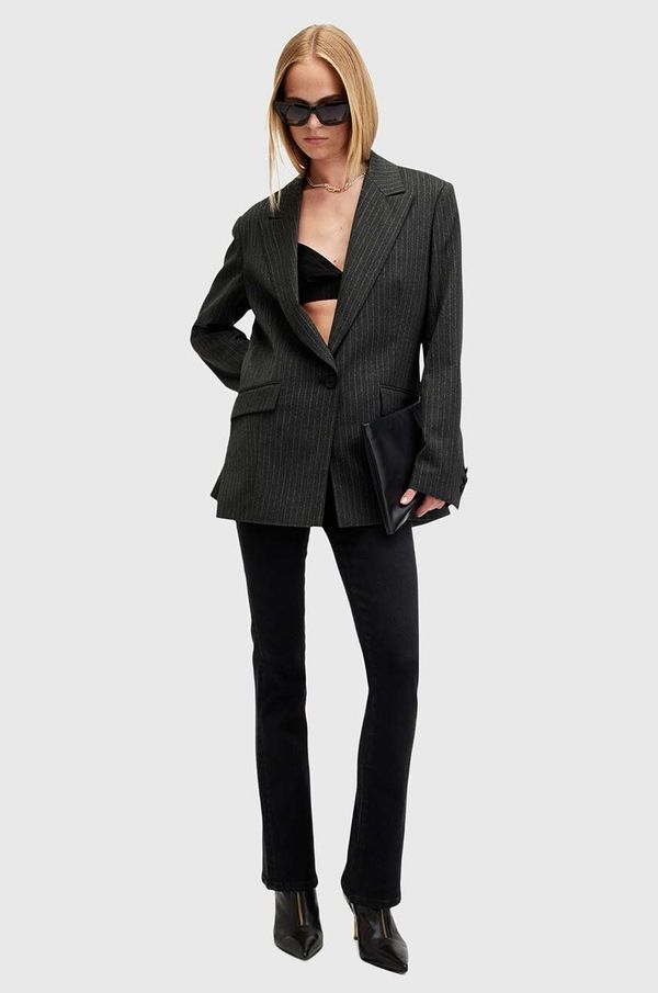 AllSaints Pamučne hlače AllSaints DANI SIZEME BOOTCUT boja: crna, trapez, visoki struk, W043EB