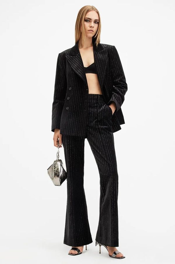 AllSaints Pamučne hlače AllSaints SEVENH boja: crna, trapez, visoki struk, W027QB