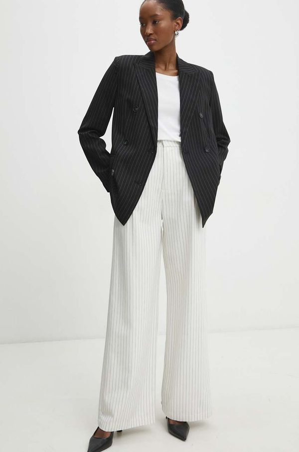 Answear Lab Pamučne hlače Answear Lab boja: bež, široke, visoki struk