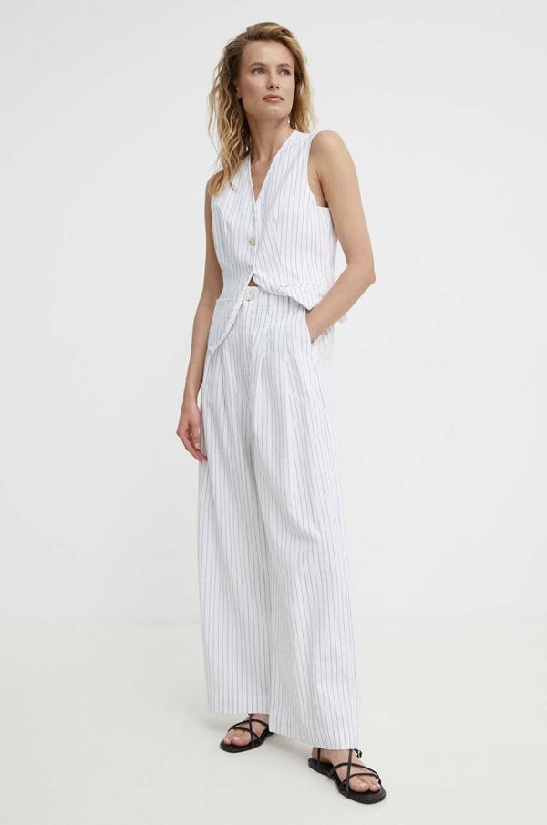 Answear Lab Pamučne hlače Answear Lab boja: bijela, ravni kroj, visoki struk