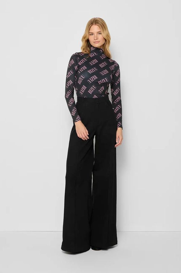 BIZUU Pamučne hlače Bizuu NEGRATE boja: crna, široke, visoki struk, NEGRATE_CZARNY_AW24