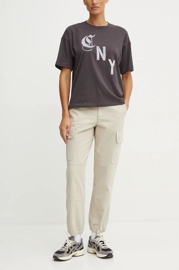 Champion Pamučne hlače Champion boja: siva, cargo kroj, visoki struk, 117448