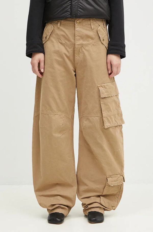DARKPARK Pamučne hlače DARKPARK Rosalind boja: bež, cargo kroj, visoki struk, WTR04.FAP05.008501