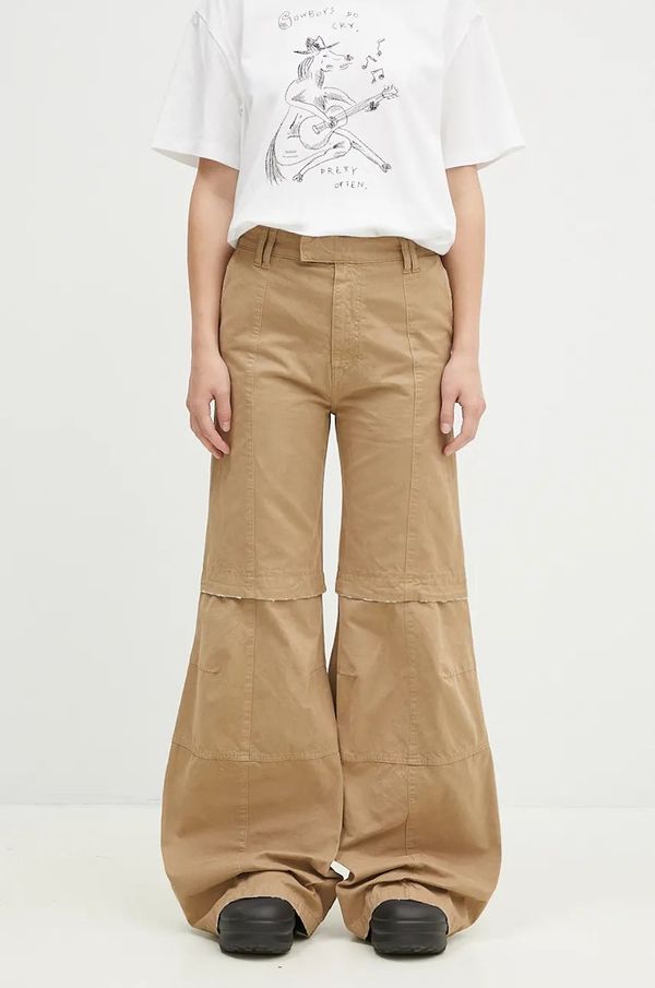 DARKPARK Pamučne hlače DARKPARK Sam boja: bež, trapez, visoki struk, WTR63.FAP05.0085