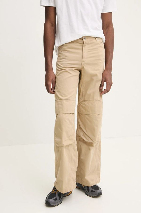 Hugo Blue Pamučne hlače Hugo Blue boja: bež, široke, visoki struk, 50530833