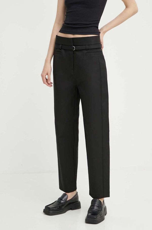 IRO Pamučne hlače IRO boja: crna, ravni kroj, visoki struk