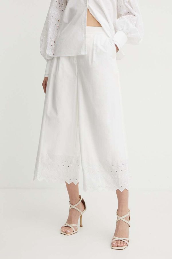 Karl Lagerfeld Pamučne hlače Karl Lagerfeld boja: bež, ravni kroj, visoki struk