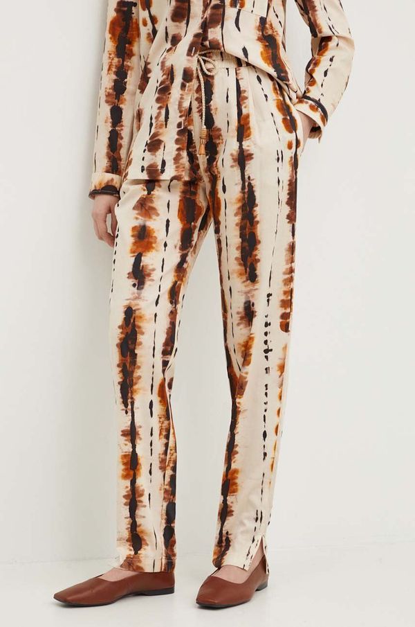 La Petite Française Pamučne hlače La Petite Française PENDULE boja: bež, uski kroj, visoki struk