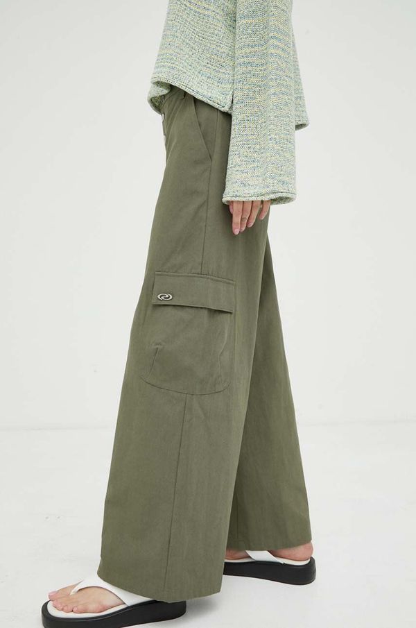 Resume Pamučne hlače Résumé boja: zelena, široke, visoki struk