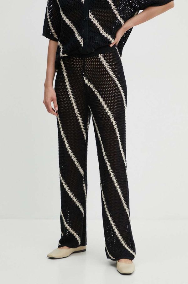 Samsoe Samsoe Pamučne hlače Samsoe Samsoe SAISHA boja: crna, široke, visoki struk, F24200029