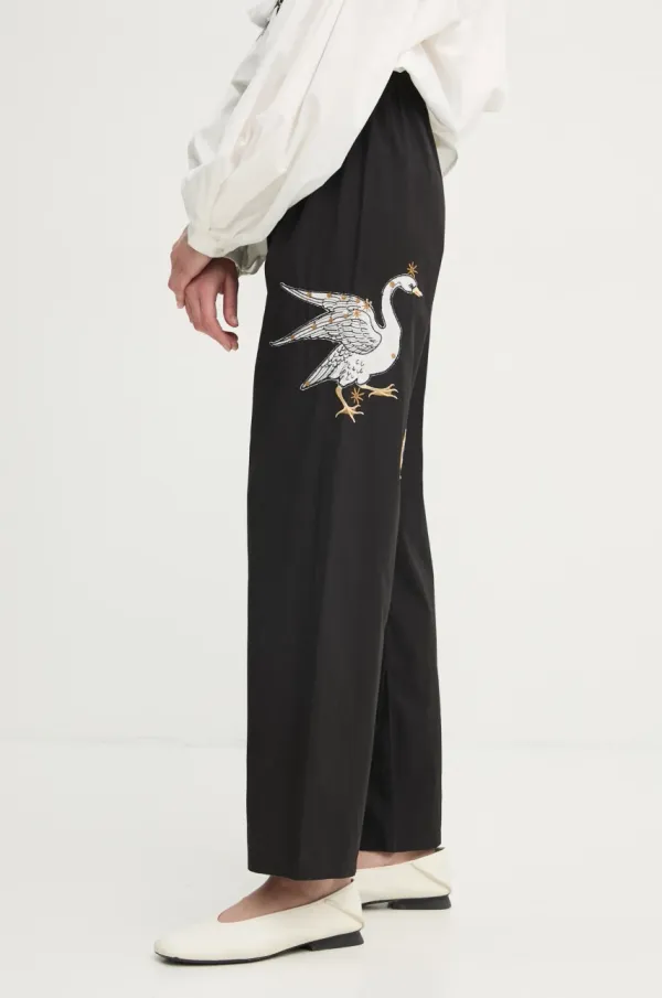 The Sleeper Pamučne hlače The Sleeper boja: crna, ravni kroj, visoki struk, HC2402EP