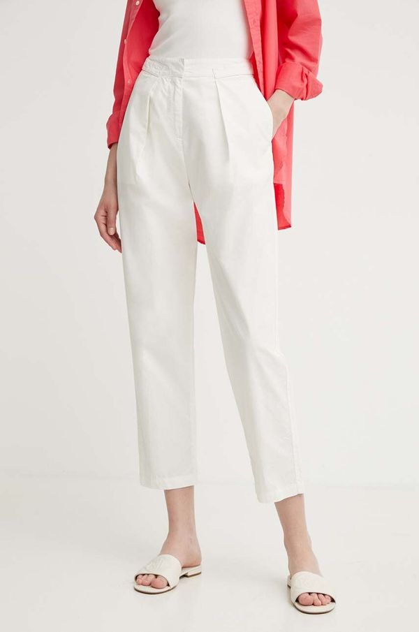 United Colors of Benetton Pamučne hlače United Colors of Benetton boja: bež, ravni kroj, visoki struk