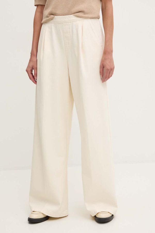 United Colors of Benetton Pamučne hlače United Colors of Benetton boja: bež, široke, visoki struk, 4DUKDF01B