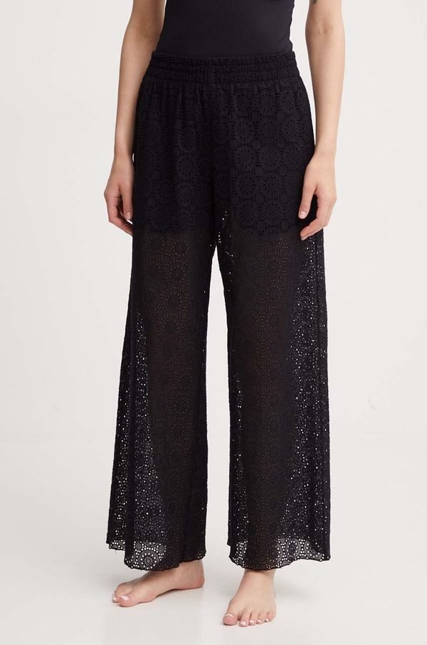 Vilebrequin Pamučne hlače Vilebrequin LACY boja: crna, ravni kroj, visoki struk, LCYAV762