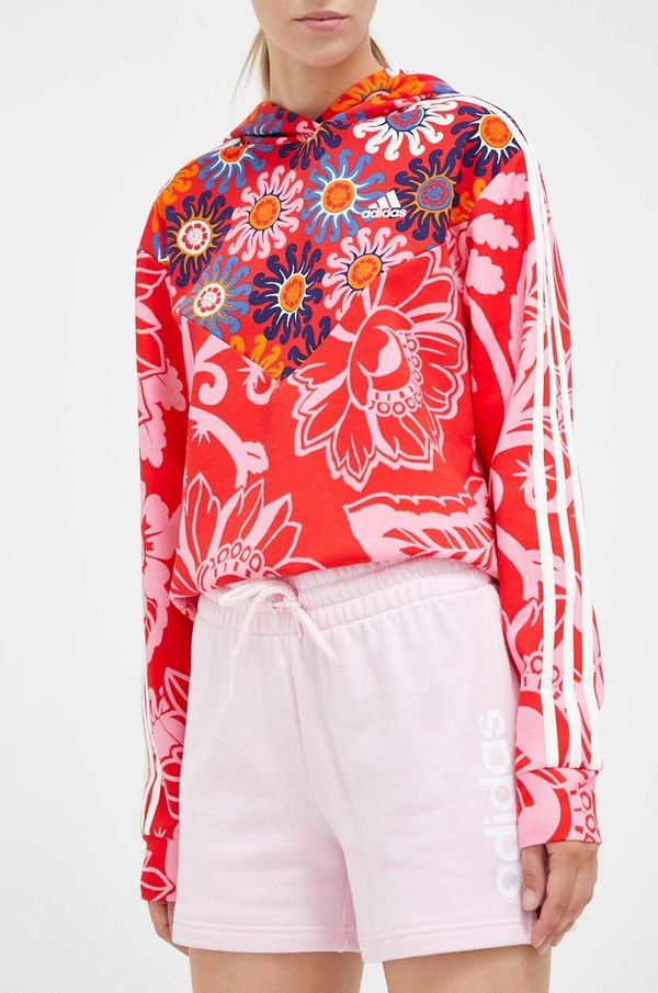 adidas Pamučne kratke hlače adidas boja: ružičasta, s tiskom, visoki struk