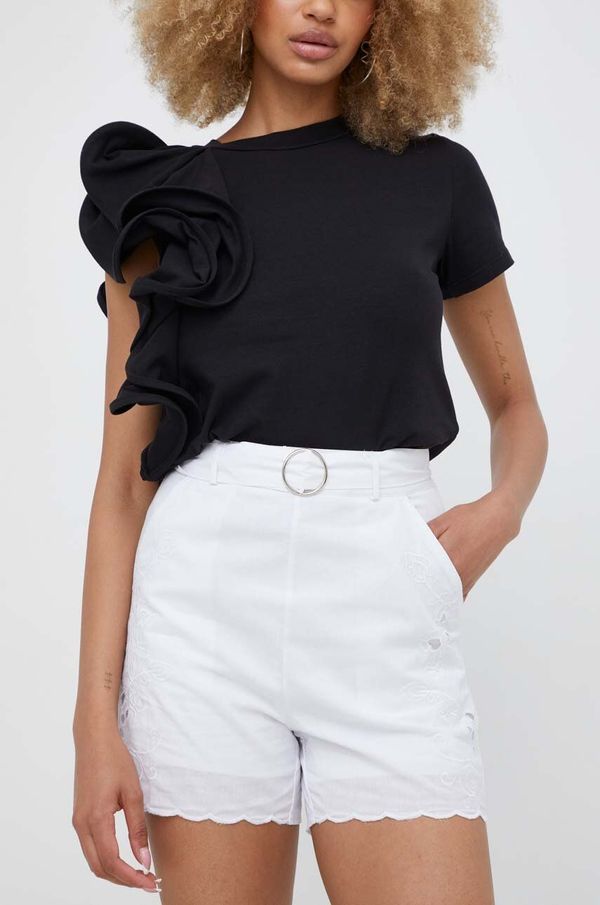 Answear Lab Pamučne kratke hlače Answear Lab boja: bijela, glatki materijal, visoki struk