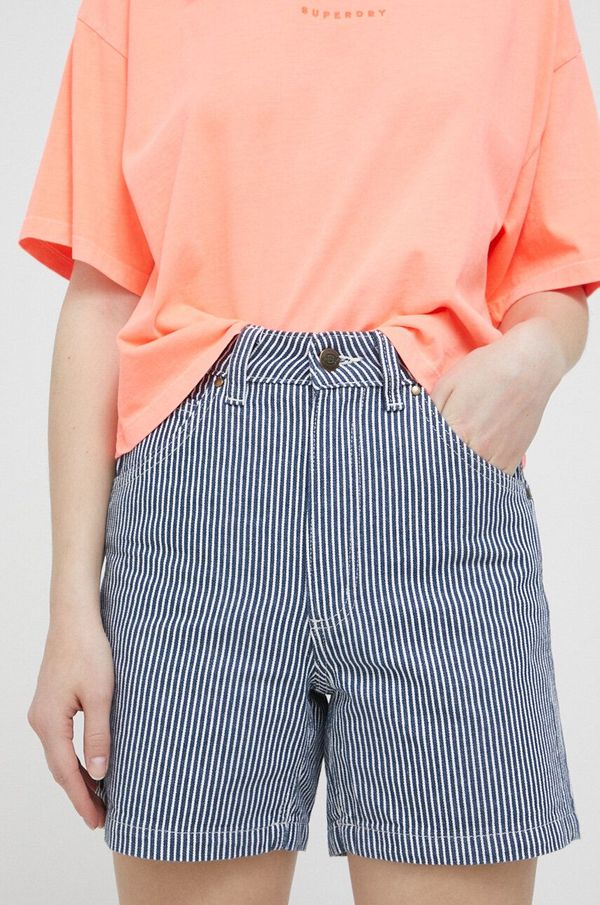 Dickies Pamučne kratke hlače Dickies boja: tamno plava, s uzorkom, visoki struk