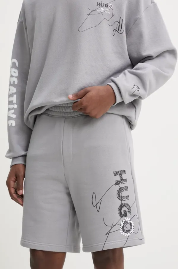 Hugo Blue Pamučne kratke hlače Hugo Blue boja: siva, 50530442