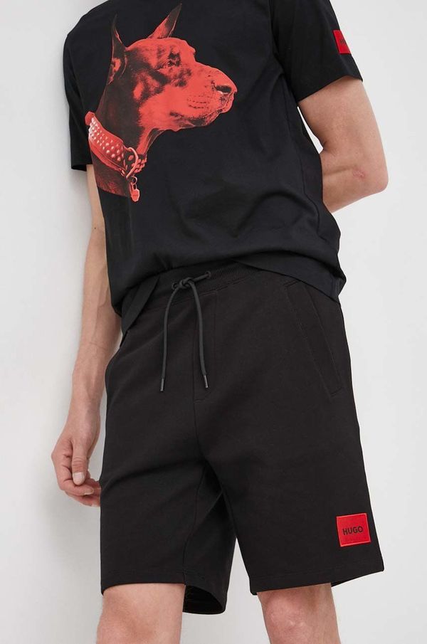 Hugo Pamučne kratke hlače HUGO boja: crna