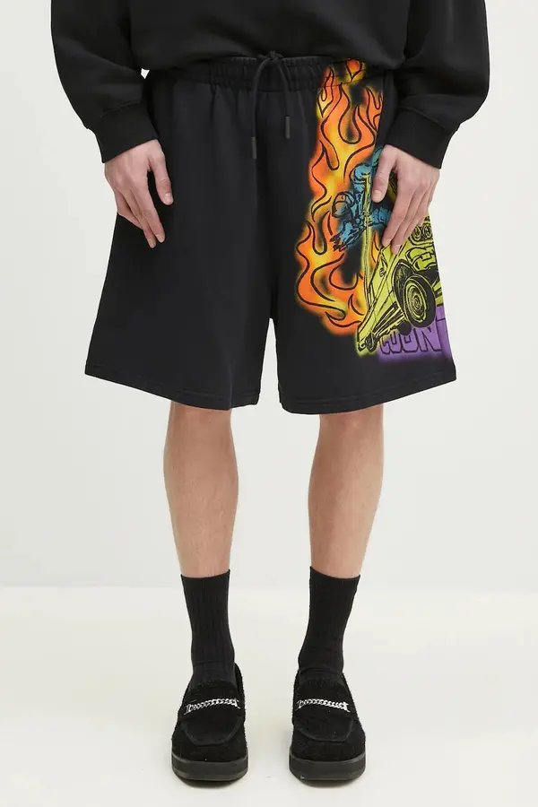 Marcelo Burlon Pamučne kratke hlače Marcelo Burlon County Flame Comfy Sweatshort Black Red