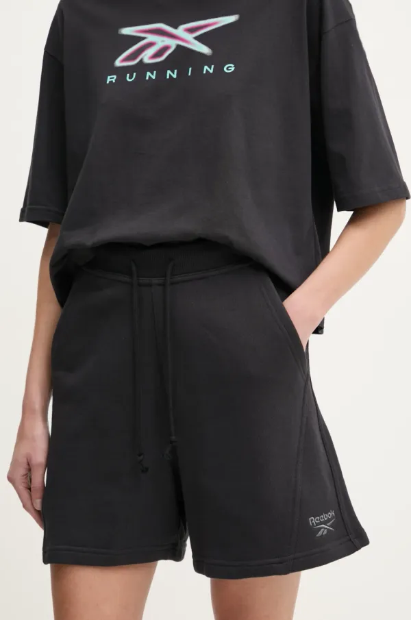 Reebok Classic Pamučne kratke hlače Reebok Classic boja: crna, bez uzorka, srednje visoki struk, 100214095