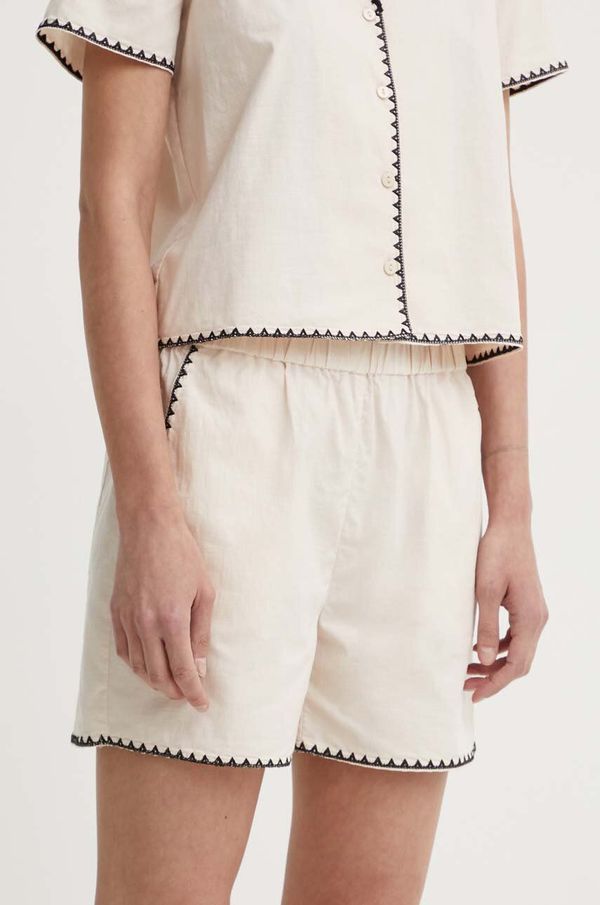 Resume Pamučne kratke hlače Résumé BeatriceRS Shorts boja: bež, bez uzorka, visoki struk, 121881184