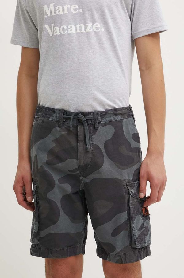 Superdry Pamučne kratke hlače Superdry boja: siva