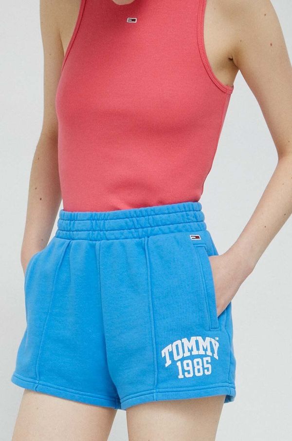 Tommy Jeans Pamučne kratke hlače Tommy Jeans glatki materijal, visoki struk